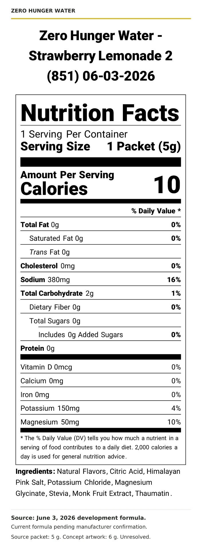 Strawberry Lemonade Nutrition Facts, June 3, 2026 source