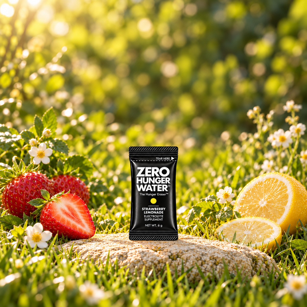 Strawberry Lemonade stick in a sunlit garden