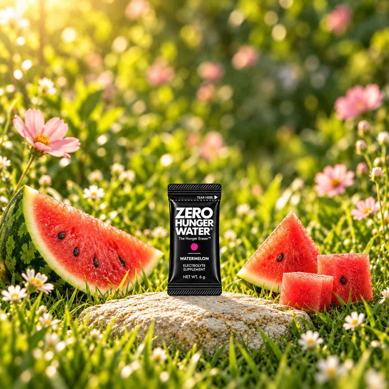 Watermelon stick in a sunlit garden