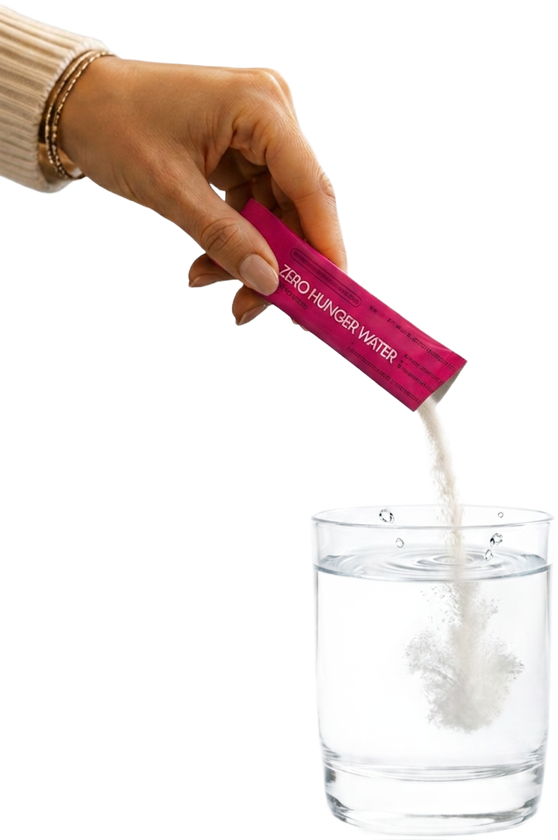 Zero Hunger Water powder pouring into a glass of water